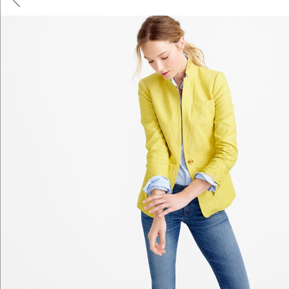 J crew yellow linen regent blazer